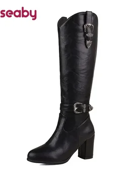 Girseaby British Style Women Knee High Boots Round Toe Block Heel 7.5cm Zipper Plus Size 51 52 Fashion Riding Bota - Aliexpress - FashionsVida