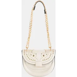 Bolso bandolera pequeño efecto piel con solapa y cadena metálica