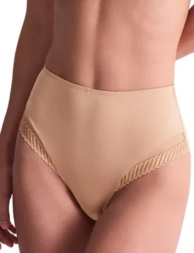 Womens Sheer Emotion High Waist Brief - Beige Polyamide - Size X-Large - Aubade - FashionsVida