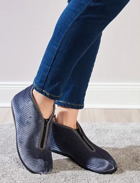 Hausschuh knöchelhoch Bootie blau - 3Pagen - FashionsVida