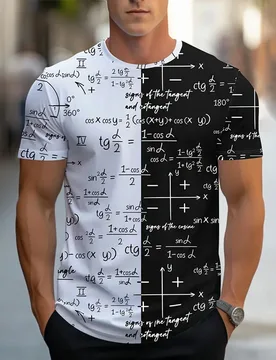 D Print T-Shirt For Men Math Formula Pattern T Shirts Summer Short Sleeves Round Neck Tops Sport Tee Oversized Men's Clothing - Aliexpress - FashionsVida