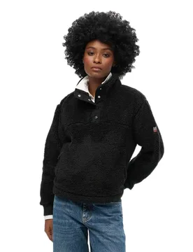 Felpa Con Mezza Zip Super Soft Black XL - Superdry - FashionsVida