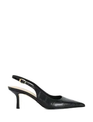 Leather Kitten Heel Court Shoes Black female