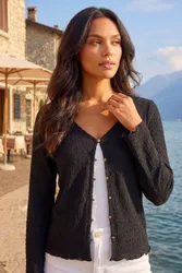 Women's Textured V-Neck Blouse in Black Size: 18 - Black - Size: 18