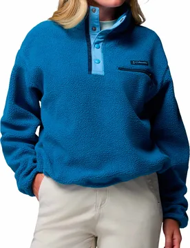Polaire à col montant demi-pressionné - Helvetia II Cropped Half Snap Fleece Phoenix Blue Rainy Day en Nylon - Taille M - Bleu - Columbia - FashionsVida