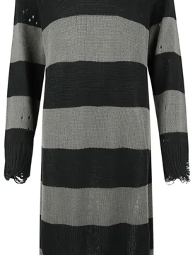 Gothic Kleid lang - Within Souls Sweater Dress - XS bis 4XL - für Damen - Größe 4XL - schwarz/grau - Frauen - female - KIHILIST by KILLSTAR - FashionsVida