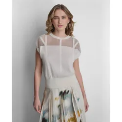 Top de mujer de manga corta con transparencia