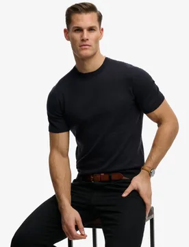 Superdry Herren Premium Strick-t-shirt Navy - Größe: L - 54.99 - FashionsVida