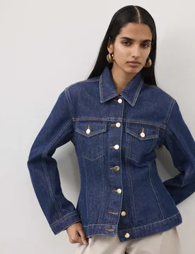 Denim Cinched Waist Jacket Dark Indigo female - Autograph - FashionsVida