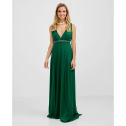Vestido largo de gasa y falda con vuelo