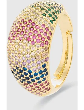 Anillo ajustable áfrica moda acabado en amarillo de 18 quilates con circonita multicolor - Luxenter - FashionsVida