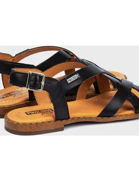 Sandalias planas de mujer de piel de tiras trenzadas y atadas al tobillo - Pikolinos - FashionsVida