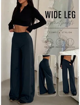 Pantalones de yoga de pierna ancha de unicolor para mujer, pantalones deportivos de pierna acampanada de cintura alta, ropa de fitness minimalista S - Shein - FashionsVida