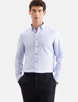 Slim Business Hemd Struktur Blau 39 - Seidensticker - FashionsVida