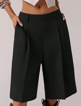 Conjunto de shorts bermuda grises sencillos de primavera para mujer XS - Shein - FashionsVida
