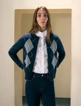 Chaleco de punto de mujer cuello caja y rombos - Woman El Corte Inglés - FashionsVida