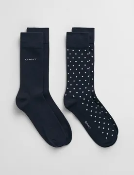 Pack de dos calcetines de hombre en algodón peinado de puntos y liso - Gant - FashionsVida