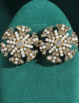 Vintage Snowflake White Petals Earrings For Woman Antique Art Deco Jewelry Gold Color Luxury Designer Brand High Quality Gift - Aliexpress - FashionsVida