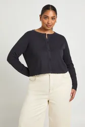 Womens Plus Long Sleeve Knit Rib Top - Charcoal - Size 20 Uk