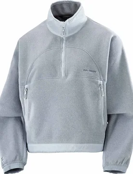 Polaire de randonnée à col zippé - Chroma Fleece Crop HZ W Trade Winds Pear Blue - Taille S - Gris - Salomon - FashionsVida