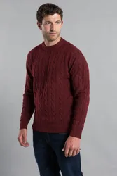 Mens Rope Cable Knit Crew Neck Jumper