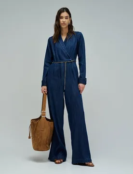 Mono en light denim con pernera wide de mujer - Salsa Jeans - FashionsVida
