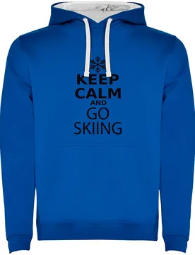 Sweat à Capuche Keep Calm And Go Skiing Two-colour Royal Blue / White 2XL - Kruskis - FashionsVida