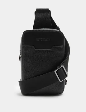 Grained Leather Phone Pouch Black male - Autograph - FashionsVida