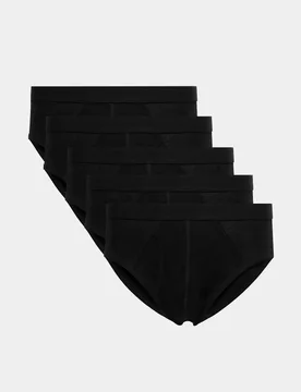 Pack Cotton Stretch Cool & Fresh™ Briefs Black male - M&S - FashionsVida
