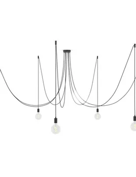 Cables Suspension Luminaire Spider 7 Falls With Light Bulb Pearl Black One Size - Creative - FashionsVida