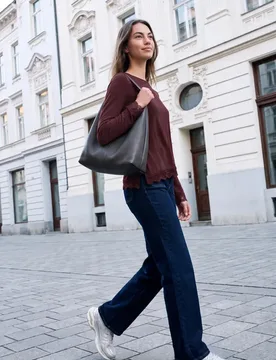 Street One Langarm Shirt mit diagonalem Saum female Rot - Street One Studio - FashionsVida