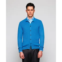 Chaqueta de hombre de punto con botones cuello camisero