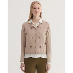 Jersey de punto de mujer con bordados de flores