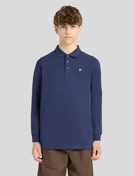 Boys' Long Sleeve Cotton Polo Shirt in Navy - Lyle & Scott - FashionsVida