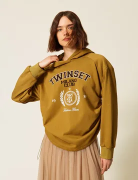 Sweat-shirt avec capuche et imprimé siglé - TWINSET - FashionsVida