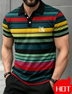 Summer Men's Polo Shirt with Stripes Print Breathable Lightweight Casual Fashionable Outdoor Quick-Drying Men's Clothing - Aliexpress - FashionsVida
