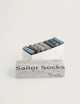 Pack Striped & Fish Socks Gift Box Blue Mix male - Seasalt cornwall - FashionsVida