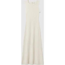 Vestido de punto largo sin mangas con volantes y jacquard