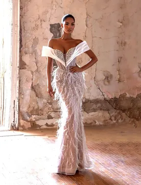 Modern Mermaid Prom Dress Sleeveless Prom Gowns Off Shoulder Beads Feather Sexy Evening Dress vestidos de novia Size Customized - Aliexpress - FashionsVida