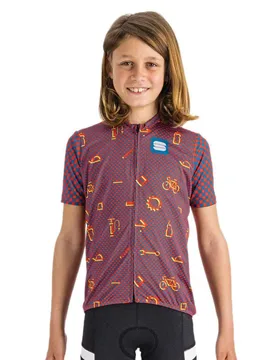 Maglia A Maniche Corte Checkmate Red / Blue / Pompelmo - Sportful - FashionsVida