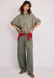 Kariertes Ballonhemd Khaki M