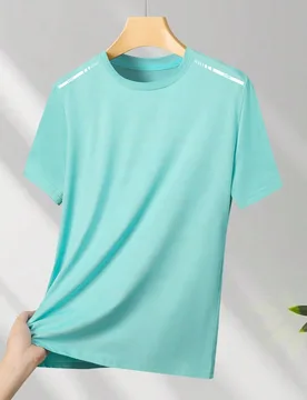 Camiseta deportiva de manga corta de secado rápido para mujer, transpirable y absorbente de humedad, cuello redondo, ajuste ceñido, para yoga, runni - Shein - FashionsVida