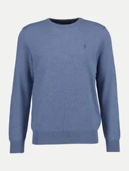 Polo Strickpullover aus Merinowolle Blau XXL