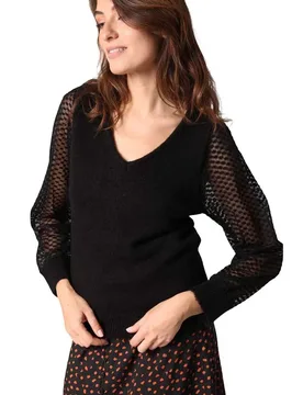 Pull à Col En V Sijade Black XS - Deeluxe - FashionsVida