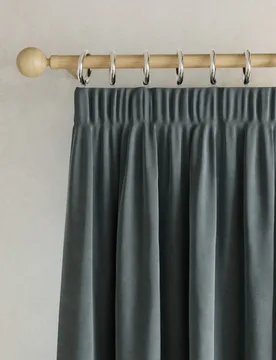 Velvet Pencil Pleat Curtains Slate Blue - M&S - FashionsVida
