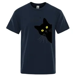 Black Cat Cute Print Men's T-shirt - Comfortable Summer Streetwear Casual Top - Large Size Loose Short Sleeve T-shirt