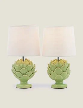 Set of 2 Artichoke Ceramic Table Lamps Green - Laura Ashley - FashionsVida