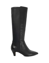 Wide Fit Leather Knee High Boots Black female
