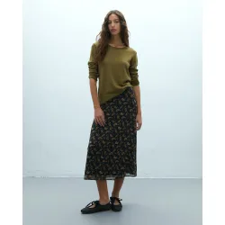 Falda midi estampada forrada