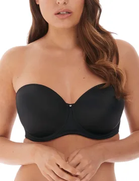 Womens Aura Moulded Strapless Bra - Black Nylon - Size 32gg - Fantasie - FashionsVida